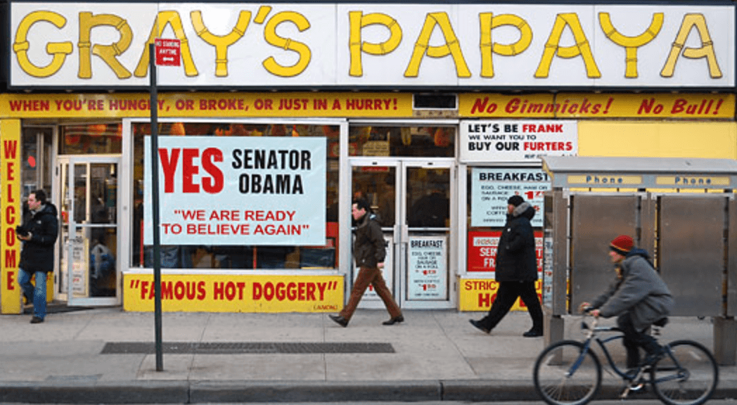 Gray's Papaya storefront in New York City