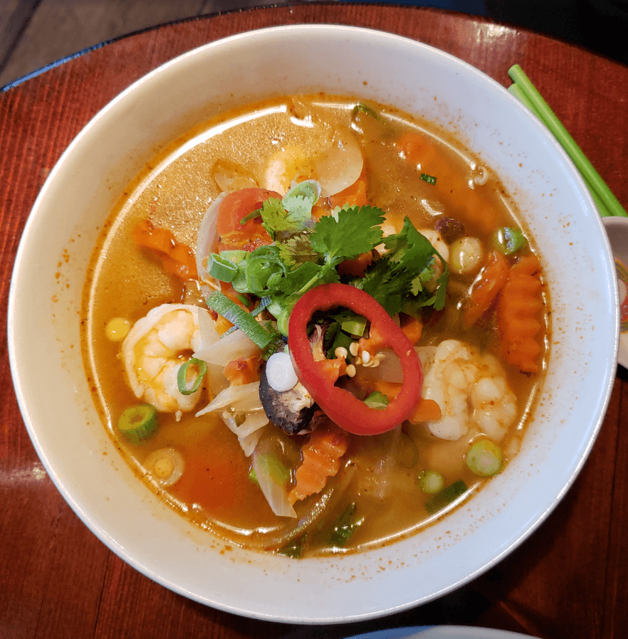 Tom Yum Goong soup with shrimp