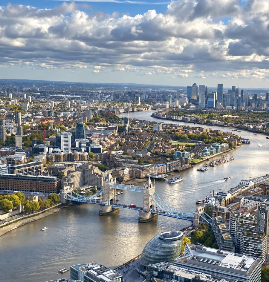 London skyline and River Thames at dusk