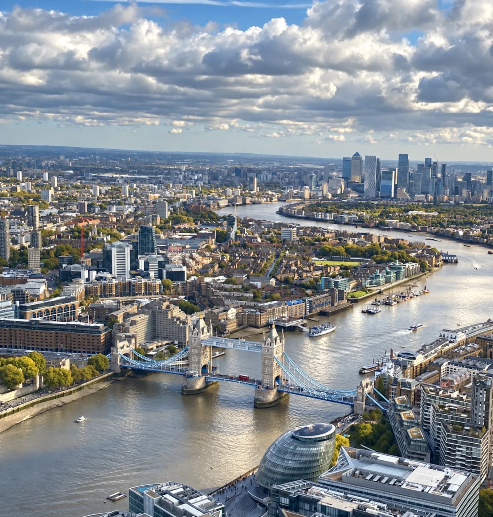 London skyline and River Thames at dusk