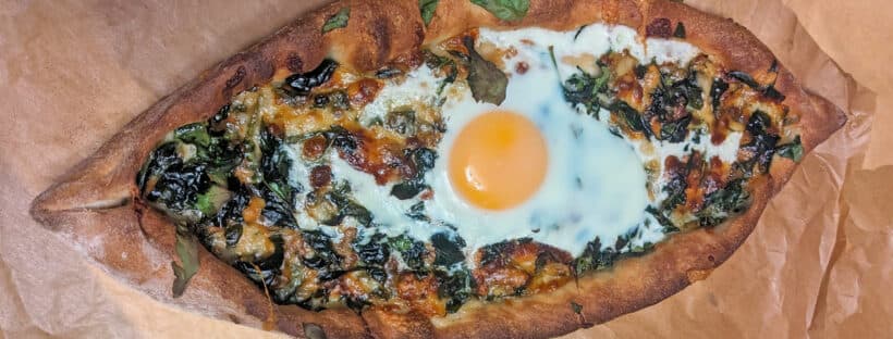Turkish pide flatbread with toppings