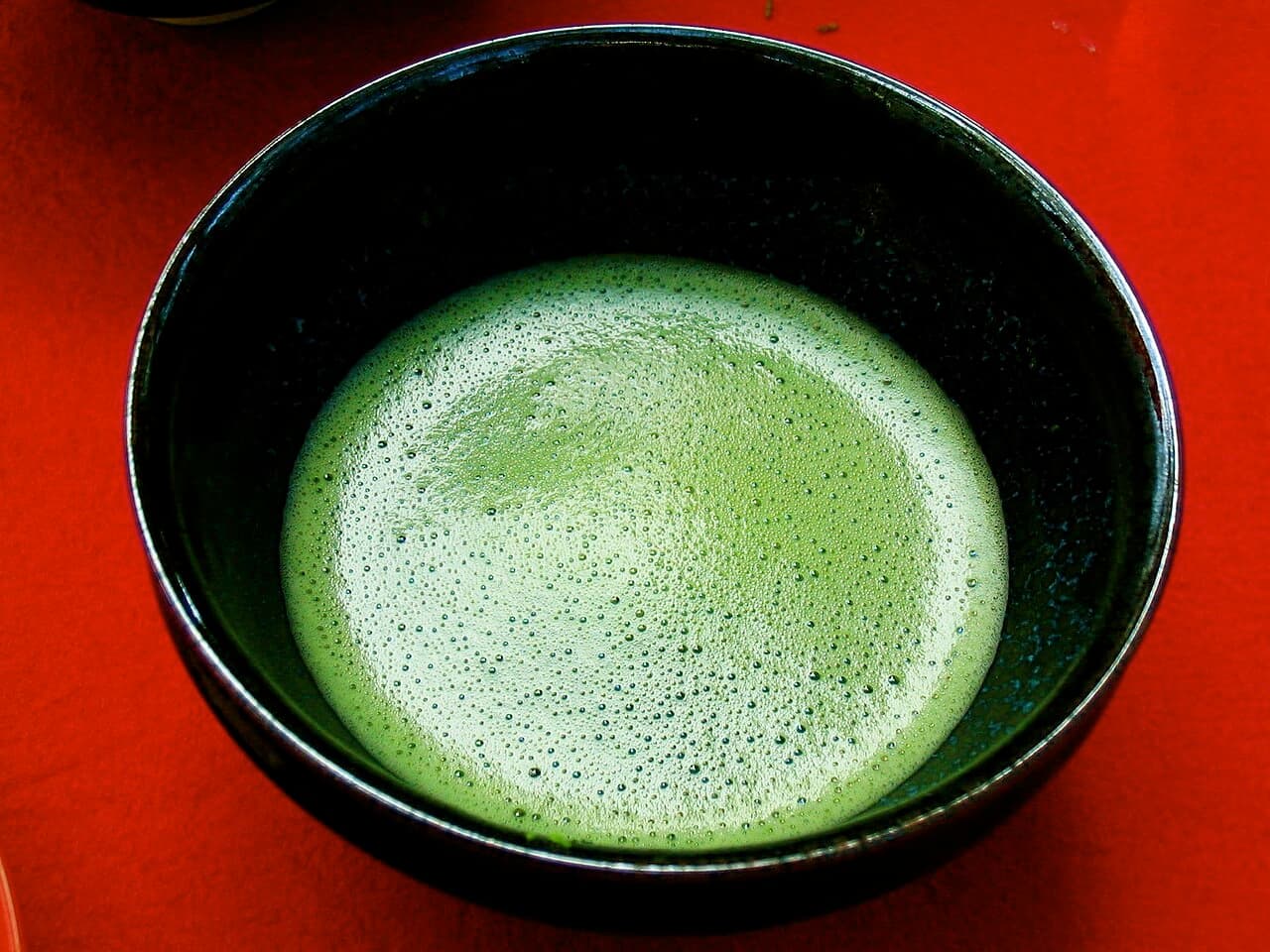 Bowl of whisked matcha green tea