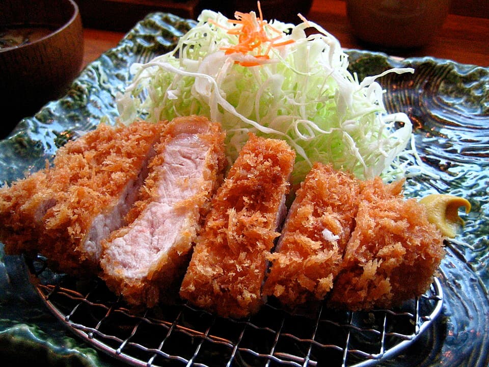 Tonkatsu pork cutlet with cabbage in Tokyo