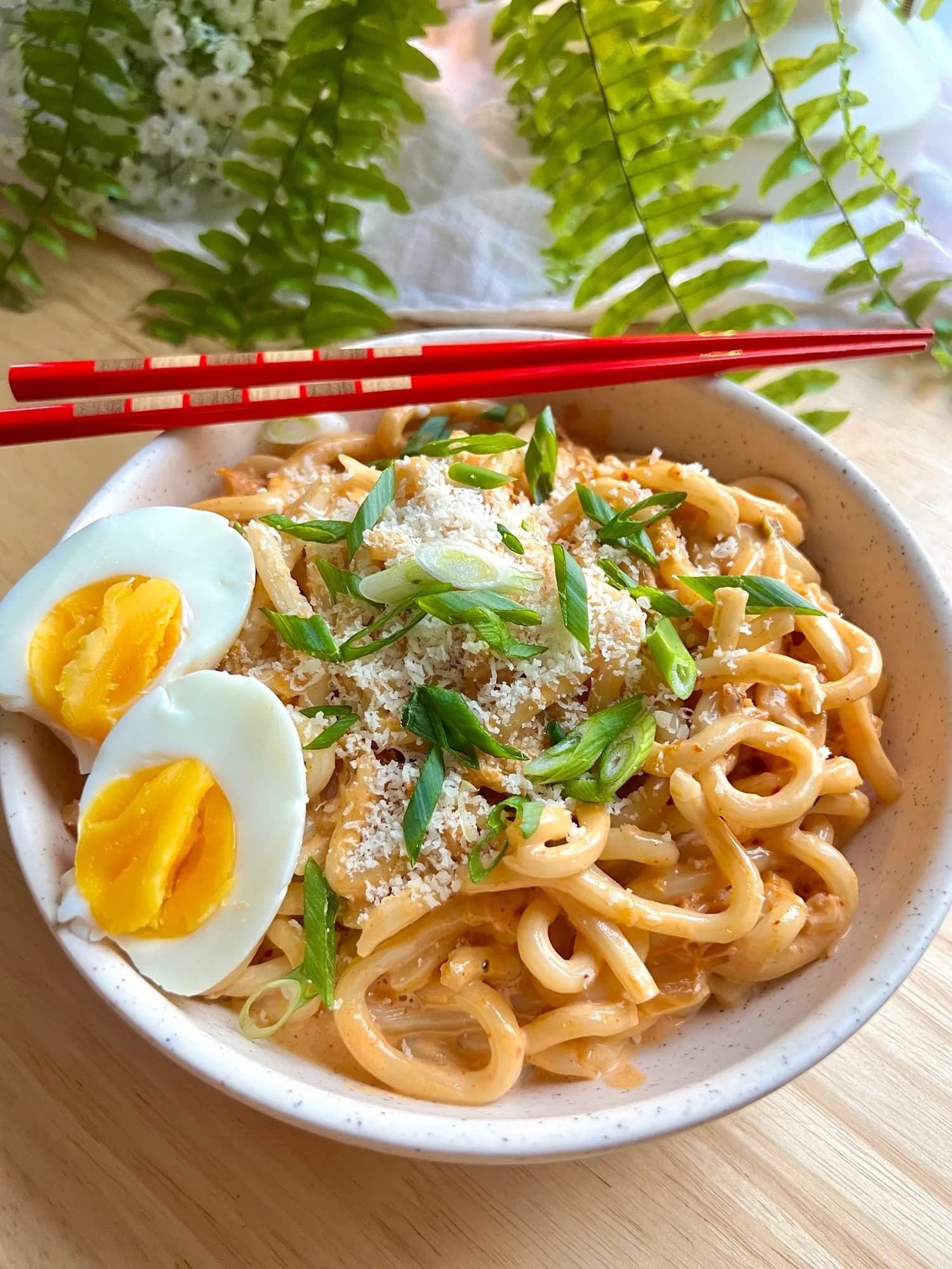 Bowl of Japanese udon noodles