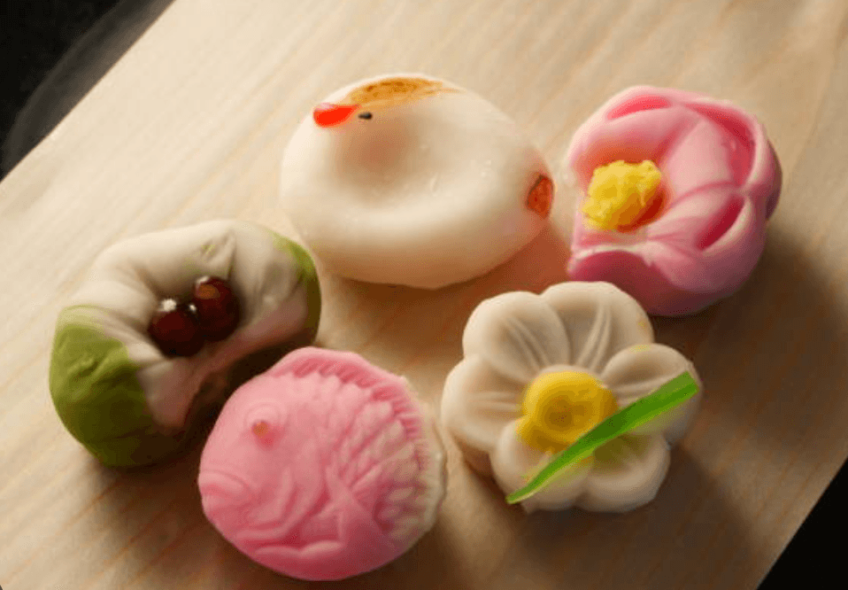 Assorted Japanese wagashi sweets