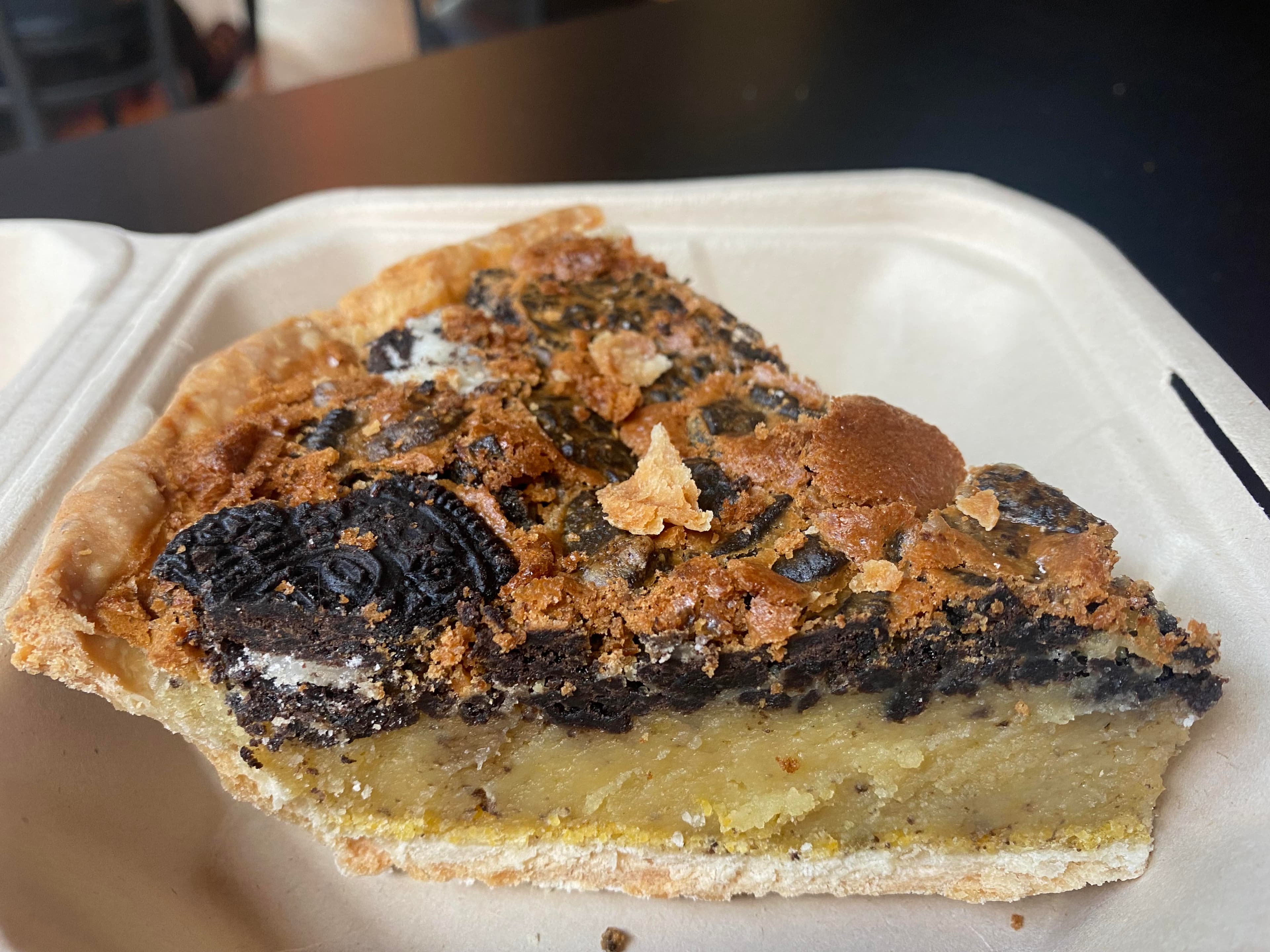 Baltimore Bomb pie with a cookie-filled chocolate topping