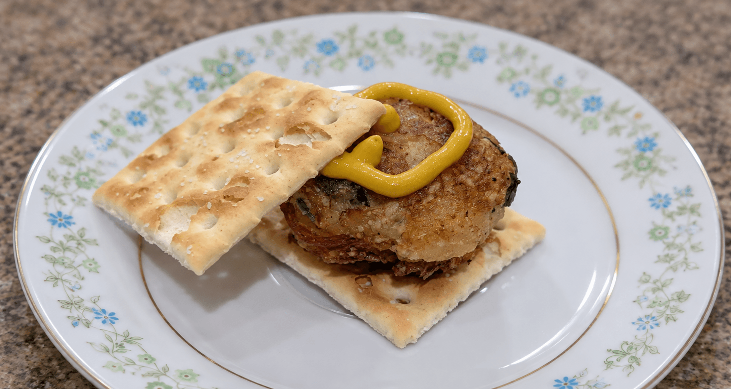 Baltimore coddie served with crackers and mustard