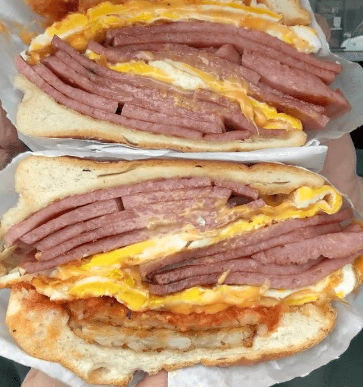 Pork roll, egg, and cheese sandwich from Big Belly Bagel