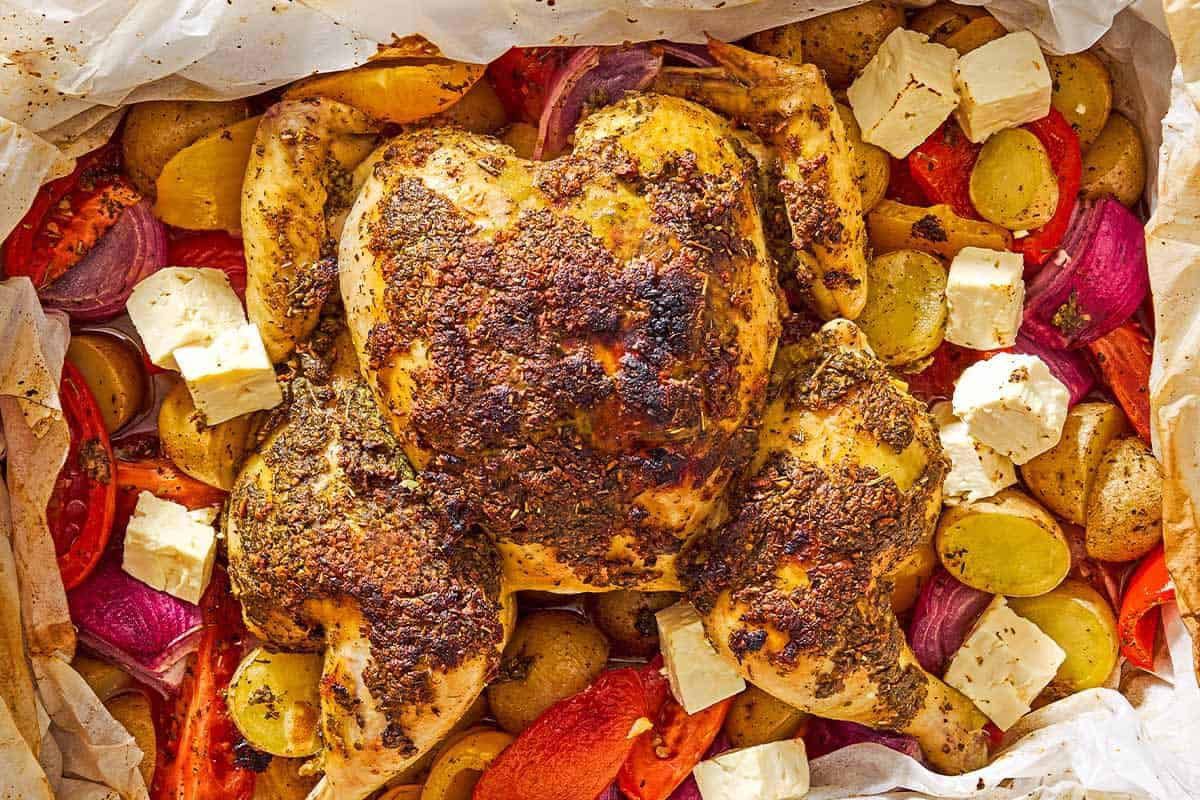Traditional chicken kleftiko with potatoes
