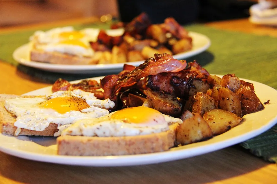 Jersey diner breakfast plate with eggs, toast, bacon, and home fries