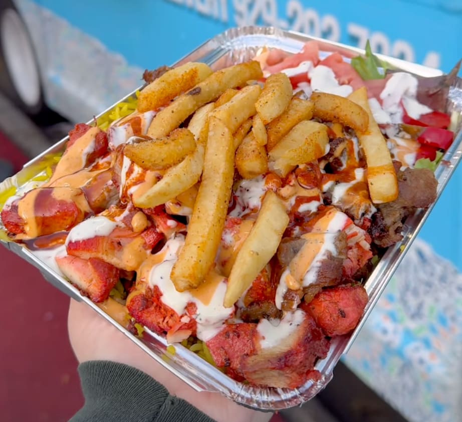 NYC halal cart chicken over rice platter