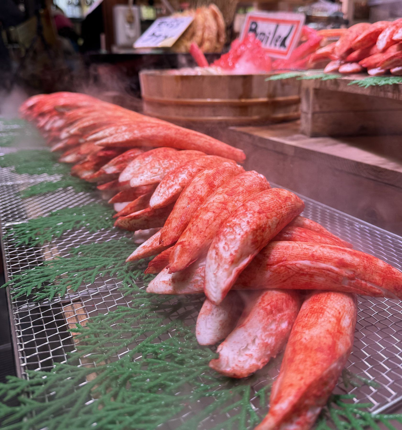 Tokyo crab stick snack served warm